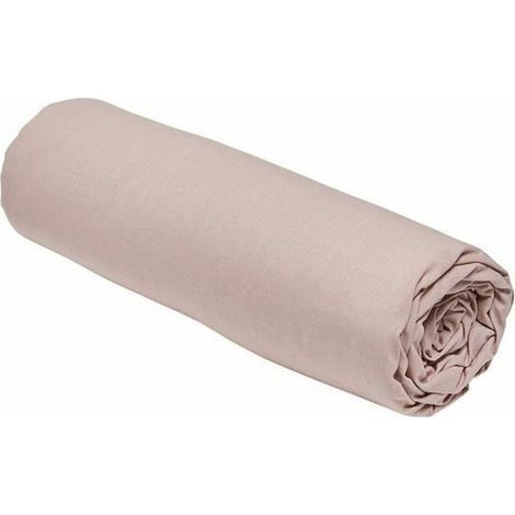 Drap housse TODAY Essential - 140 x 200+30 cm - 2 personnes - 100% Coton uni - Rose des sables (1/3)