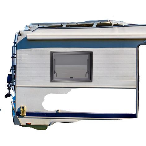 Fenêtre à poussée RV, résistante aux insectes, design en aluminium durable, noir (1/2)