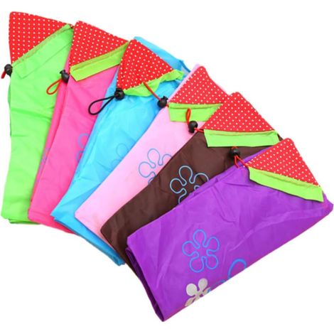 Lot de 6 sacs de courses à motif fraise sac de rangement