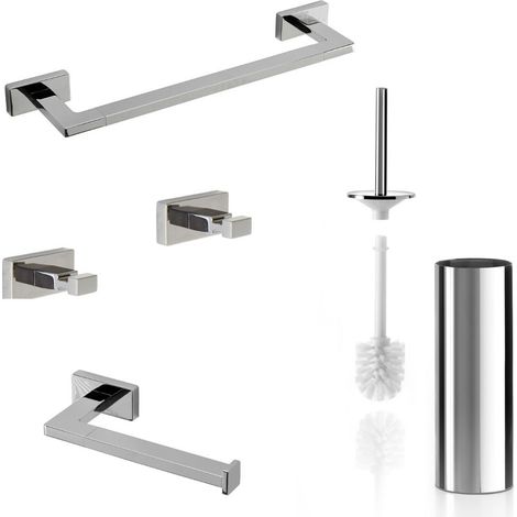 Inda - Set Badezimmer-Wandzubehör Lea Chrom glänzend (Handtuchhalter 36 cm)
