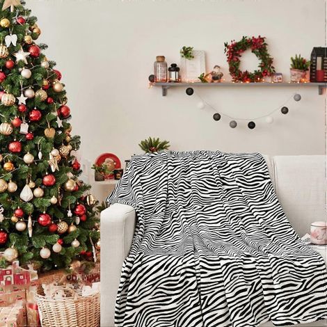 Plaid imprimé zèbre 6080 pouces pour canapé, lit, sofa, plaid doux et confortable à motif zèbre noir et blanc (1/3)