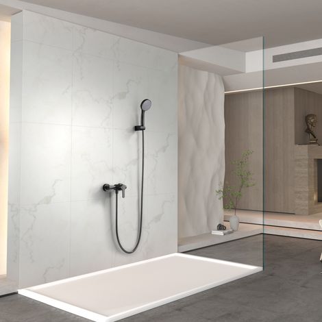 Imex - Grifo Monomando Ducha y Bañera Negro Serie Roma
