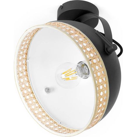 Lindby Lonnaris plafoniera con rattan, orientabile