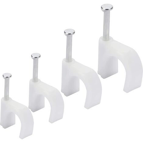 Cavalier Cable Electrique et Ethernet (Lot de 400) - 6 mm, 7 mm, 8 mm, 10 mm - Attache Cable Electrique avec Clous en Fer pour CAT5, CAT6, RG6, RG59, RJ45 & Câbles TV