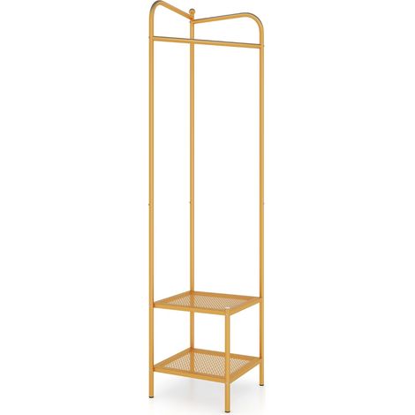 Porte manteau sur pieds 42,5 x 42,5 x 193,5 cm stabilité renforcée rangement chaussures design doré