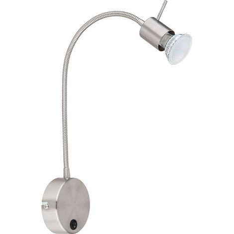 AMXCNOY Applique murale pour salle à manger, spot réglable en métal nickel mat avec interrupteur intégré et flexospot, couleur argent, douille GU10 (1 unité), dimensions 9 x 53 cm (1/5)