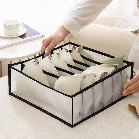 Organizador de armario con 6 compartimentos para ropa interior - negro