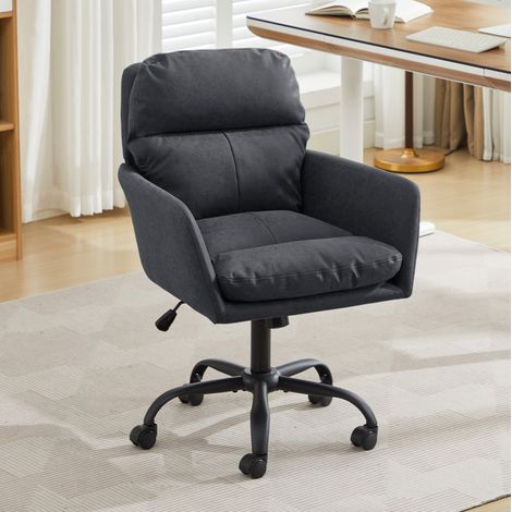 Fauteuil de bureau en PU noir avec structure en metal haute resistance, 71,5×60,5×102 cm (1/5)