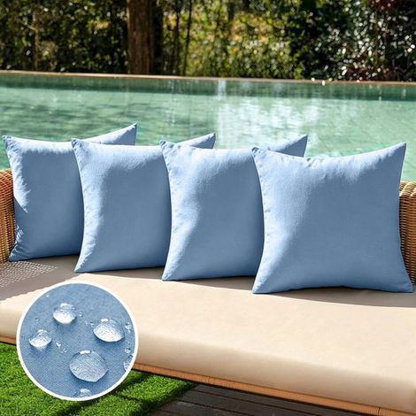 Set di 4 fodere impermeabili per cuscini da esterno，realizzate in finta poliestere e lino，federe decorative per giardino，blu royal，3050 cm (1/5)