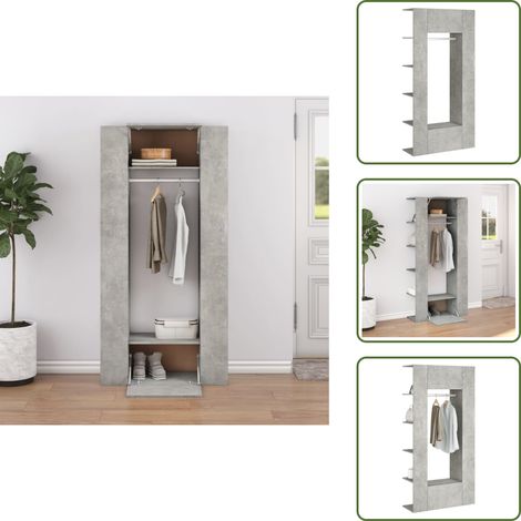 Flurschränke 2 Stk. Betongrau Holzwerkstoff - Garderobe - Flurmöbel - Holzschrank - Regal - Aufbewahrungsbox (1/5)