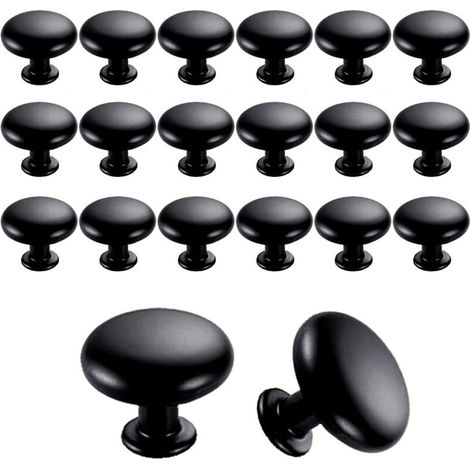 Türknöpfe, Schubladenknöpfe, 30 mm, Vintage-Griffe, Möbelknöpfe für Küchenschränke (schwarz), 20 Stück (1/5)