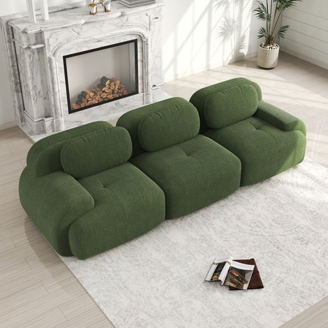 Sofá modular esquina sin montaje cómodo para salón verde OKMYHOME (1/5)