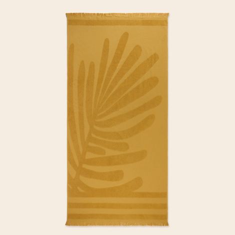 Fouta de plage en Motif feuillage en éponge TROPI