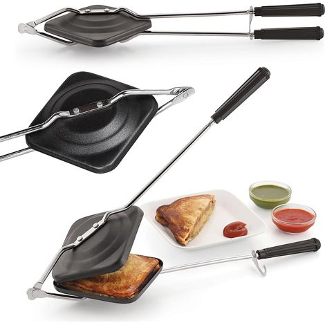 Grille-pain et grill à sandwich – Machine à sandwich à gaz antiadhésive avec design anti-flamme et poignée résistante à la chaleur Compatible avec les cuisinières à gaz (1/5)