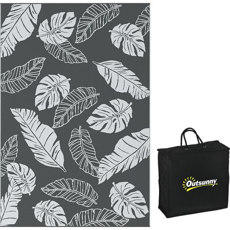 Tappeto outdoor reversibile impermeabile in plastica 182 x 274 cm grigio bianco (1/5)