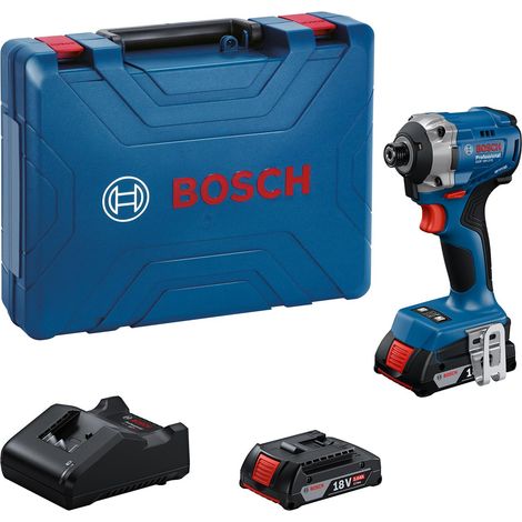 Bosch – Perceuse-visseuse à choc sans fil 18V – Moteur Brushless – Couple max 215 Nm – Vissage rapide en série – Livrée avec 2 batteries 18V 5,0 Ah (1/3)