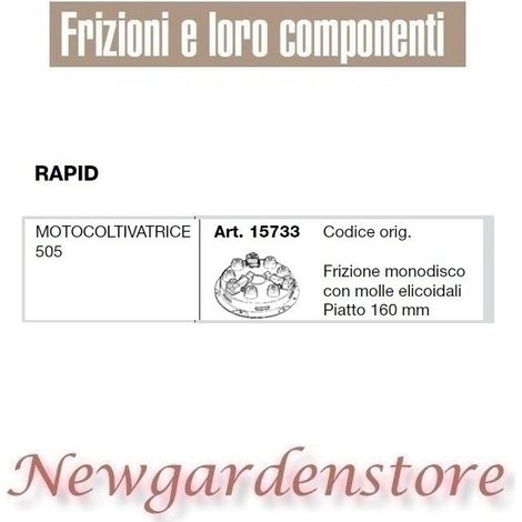 Embrague monoplato 15733 motocultor 505 compatible RAPID plano 160mm