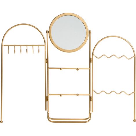 Joyero con espejo de metal para maquillaje estilo glam dorado Pirou