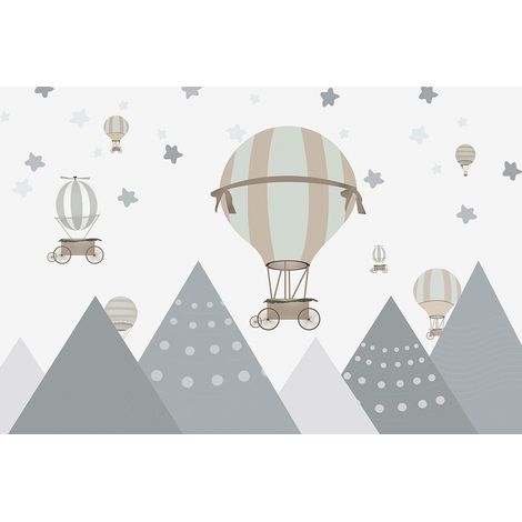 Papier peint panoramique Enfants - Montgolfières - 130 cm x 87 cm (1/2)