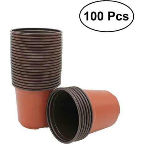 GARRYFIZH 100 pots de fleurs en plastique pour plantes d'extérieur, jardin, pépinière, semis.