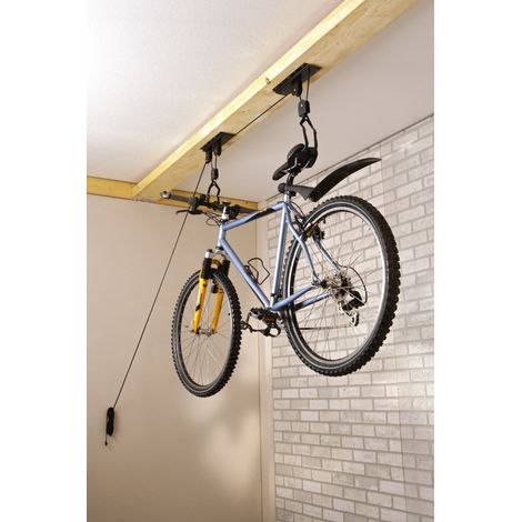 Mottez – Lève-vélo pour 1 vélo musculaire ou électrique – Hauteur max 4 m – Charge max 30 kg – Corde de 14 m pour rangement facile (1/7)