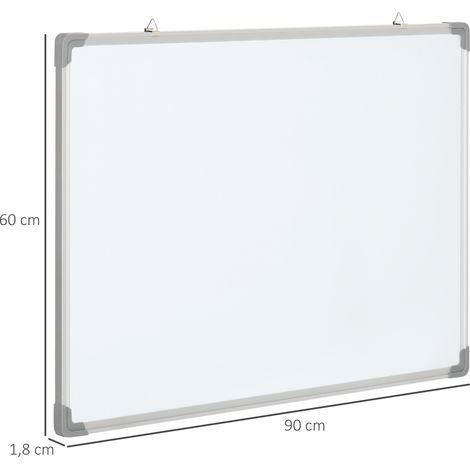 Whiteboard, Magnettafel, Notiztafel, inklusive Zubehör, 4 Stifte, 1 Schwamm, 10 Magnete, Weiß + Silber (1/5)