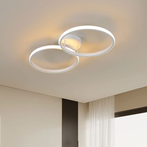 GOECO LED Ceiling Light, Modern 42W Ceiling Lamp, White Double Acrylic Ring for Bedroom, Living Room, Office, 3000K 3360 Lumens (1/5)