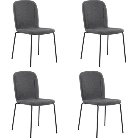 Lot de 4 chaises de salle à manger scandinaves – Tissu polyester effet lin – Base en métal et bois d’ingénierie – Confort optimal avec rembourrage mousse
