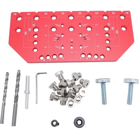 Bohrschablone für Stützschrauben und Aluminiumscharniere, 35-mm-Schablone für Paneele, Türen und Schubladen (1/5)