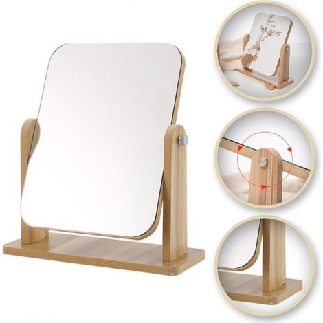 Specchio cosmetico rettangolare da terra in legno 23,5x19 cm L7BR