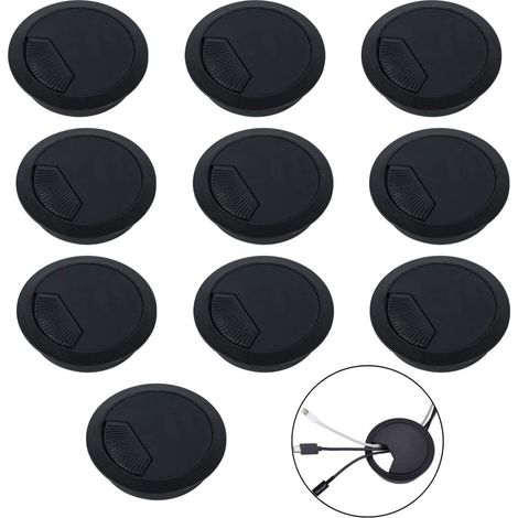 10 Stück Kabelgewindeabdeckung, 60 mm runde Kabeldurchführungen aus Kunststoff, Kabelaufteilung