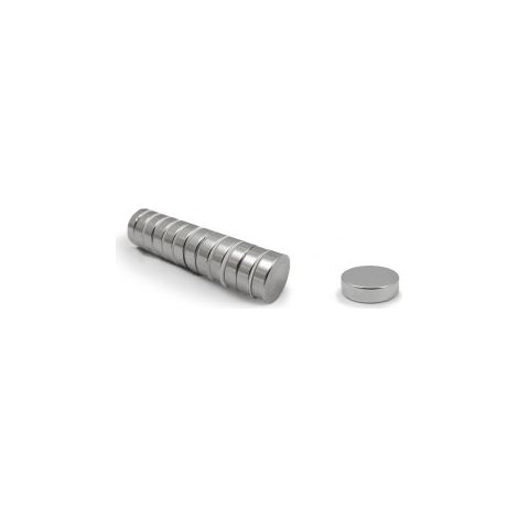 Imán, en disco, de neodimio con acabado níquel, ø4 x 4 mm