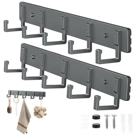 30cm 2-Piece Wall-Mounted Coat Rack, Wall-Mounted Coat Rack, Coat Rack with 5 Hooks Each, Sturdy and Moisture-Resistant for Living Room, Bedroom, Bathroom (1/5)