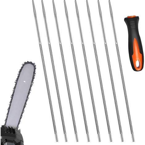 8-teiliges Rundfeilen-Set für Kettensägen, 4,0 mm Schärffeilen, Kettenfeile mit gehärtetem Stahlgriff, Rundfeilen für präzises Schärfen und Polieren von Kettensägen in Eigenregie (1/5)