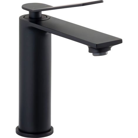 Collection, mitigeur de lavabo, robinet de salle de bains, idéalement conçu pour lavabo suspendu, noir mat, VIOLA M (1/4)