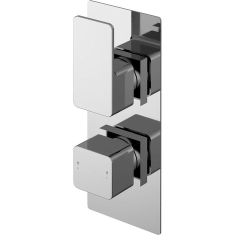 Swinscoe Square Concealed Thermostatic Twin Shower Valve with Diverter (2 Outlets) - Chrome - Balterley
