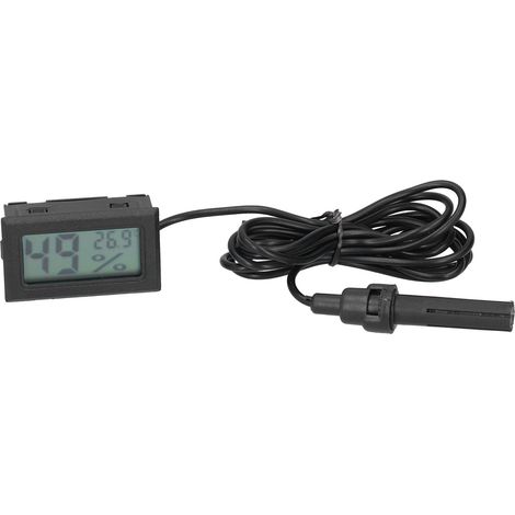Thermomètre hygromètre intérieur noir avec sonde LCD - Jauge miniature température humidité, indicateur météo noir. (1/5)