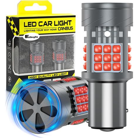1157 BAY15D LED Bulb with Cooling Fan, Error Free CANBUS, 500% Brightness, 3000 LM, Red P21/5W 1157A 1157NA LED for DRL Reverse Lights Turn Signal Stop, 2PCS (1/5)