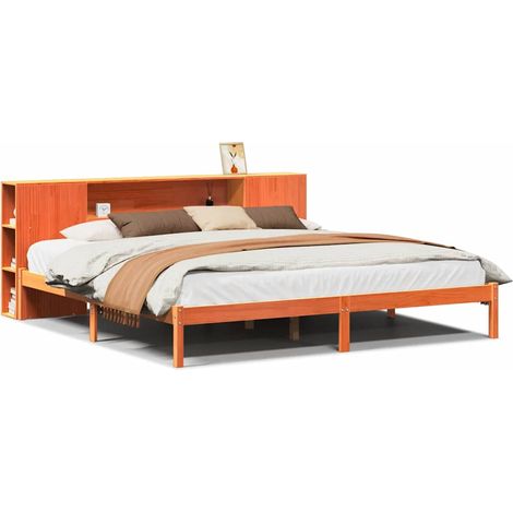 Maison Exclusive - Letto Libreria senza Materasso Marrone Cera 200x200 cm in Pino (1/5)