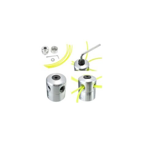 Tête de Débroussailleuse Universelle Aluminium Fils Tête Coupe-Bordure Tête Double Fil Bobine Tête Fil Nylon pour Tondeuse, 1 Têtes de Fil + 4 Fils (1/5)