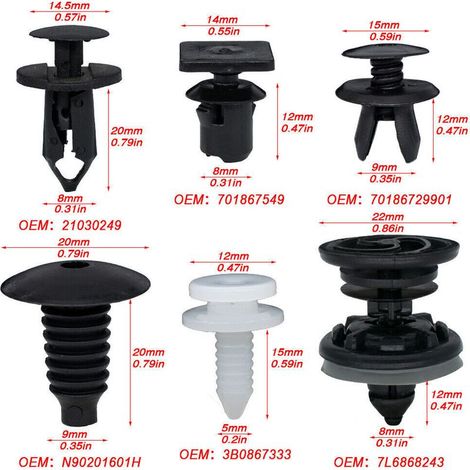 120 clips de fijación para VW Transporter T4 T5 T6 – 120 piezas de plástico – 20 remaches y 20 clips para paneles incluidos (1/5)