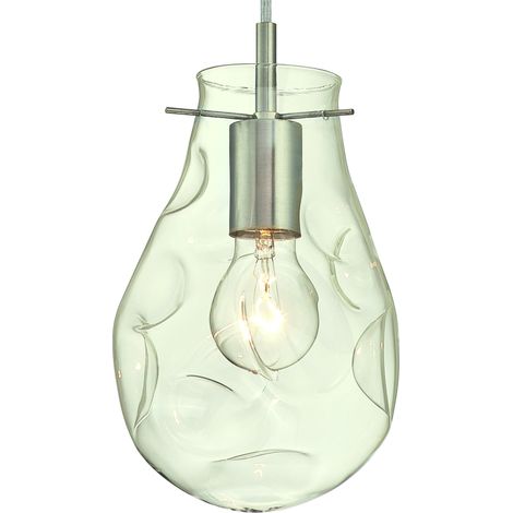 One-Light Pendant Nickel with Clear Indented Glass (1/5)