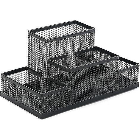 Schreibtisch-Organizer, Stiftehalter aus Metall, Schreibtischablage mit Notizhalter aus Netzgewebe, multifunktionaler Schreibtisch-Organizer, schwarzes Büroaufbewahrungsaccessoire (1/5)