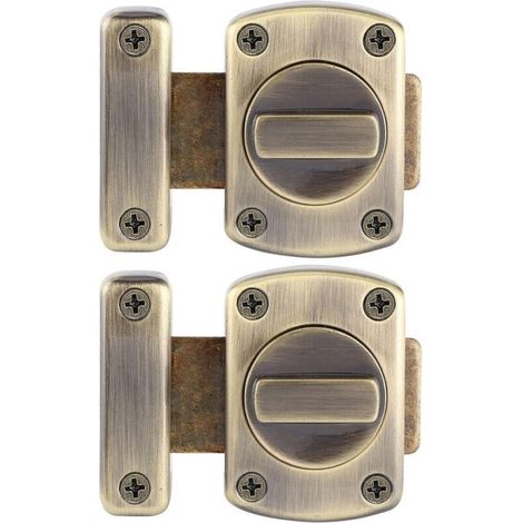 2pcs loquet verrou porte Coulissante acier inoxydable, Serrure de salle Verrous de sûreté à bouton Loquet Porte de bain Verrou Portail de fenêtre de cabinet verrous de sécurité loquet Vert Bronze