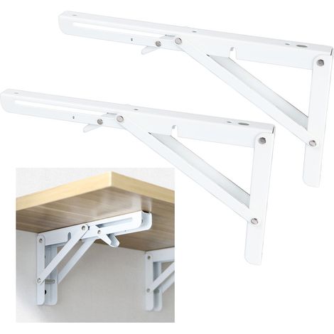 Support triangulaire pliable avec support de cloison renforcé pour charge lourde (1/5)