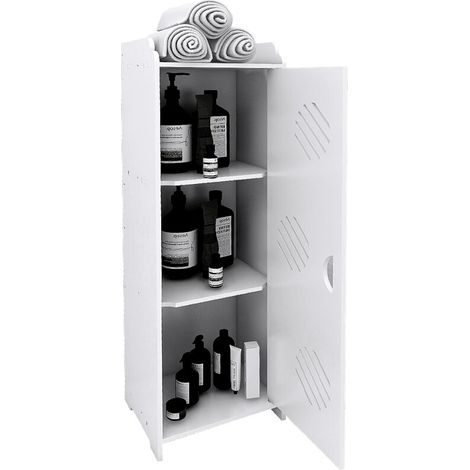 Meuble salle de bain Avec porte - 24x20x75cm Blanc (1/5)