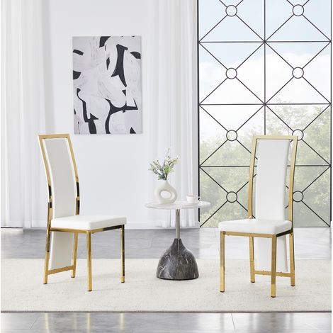 Sedie da pranzo 109 cm bianche/oro, 2 pezzi, in PU con struttura in metallo (1/5)