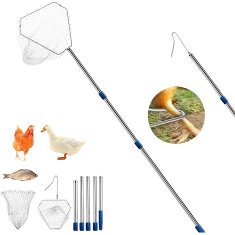 Piège à poulets, réglable 35-78 pouces Crochets de jambe et ensemble de filet de capture avec un filet interchangeable, dispositif de capture de filet de poulet, équipement d'élevage de volailles pour (1/5)