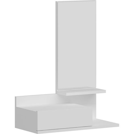 Mensola dal design senza tempo per soggiorno camera da letto mobile contenitore a parete per ingresso con cassetto e specchio bianco 030011250