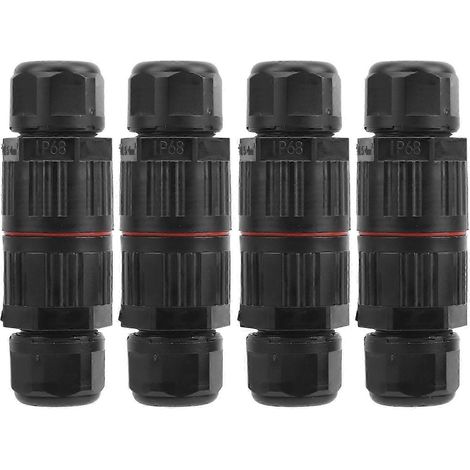 4 Stück wasserdichte 3-polige Eingangs-/Ausgangsstecker für LED-Gartenleuchten IP68 (1/3)